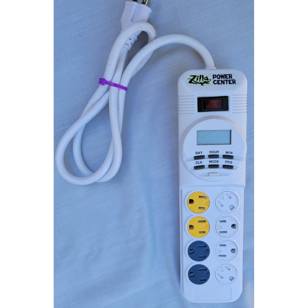 Zilla Digital Power Center 8 Outlet Surge Protector Timer Strip White 09304-1
